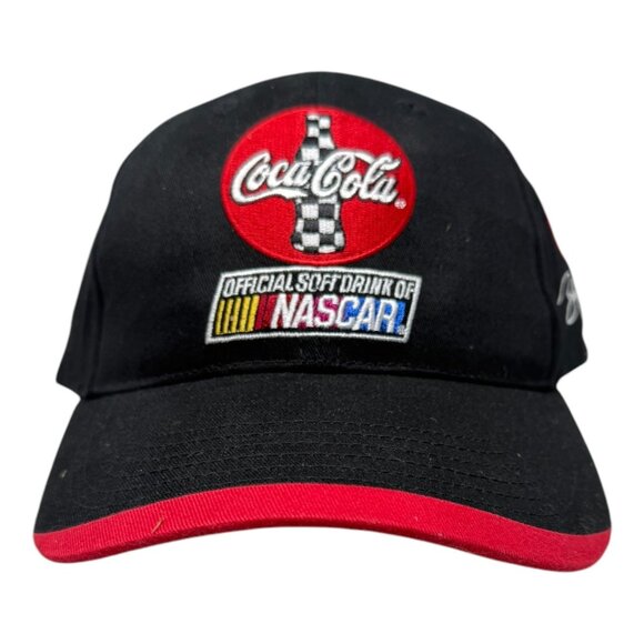 Coca-Cola NASCAR Bill Elliott No 43 Adjustable Black Red Baseball Cap Signature - Picture 1 of 6